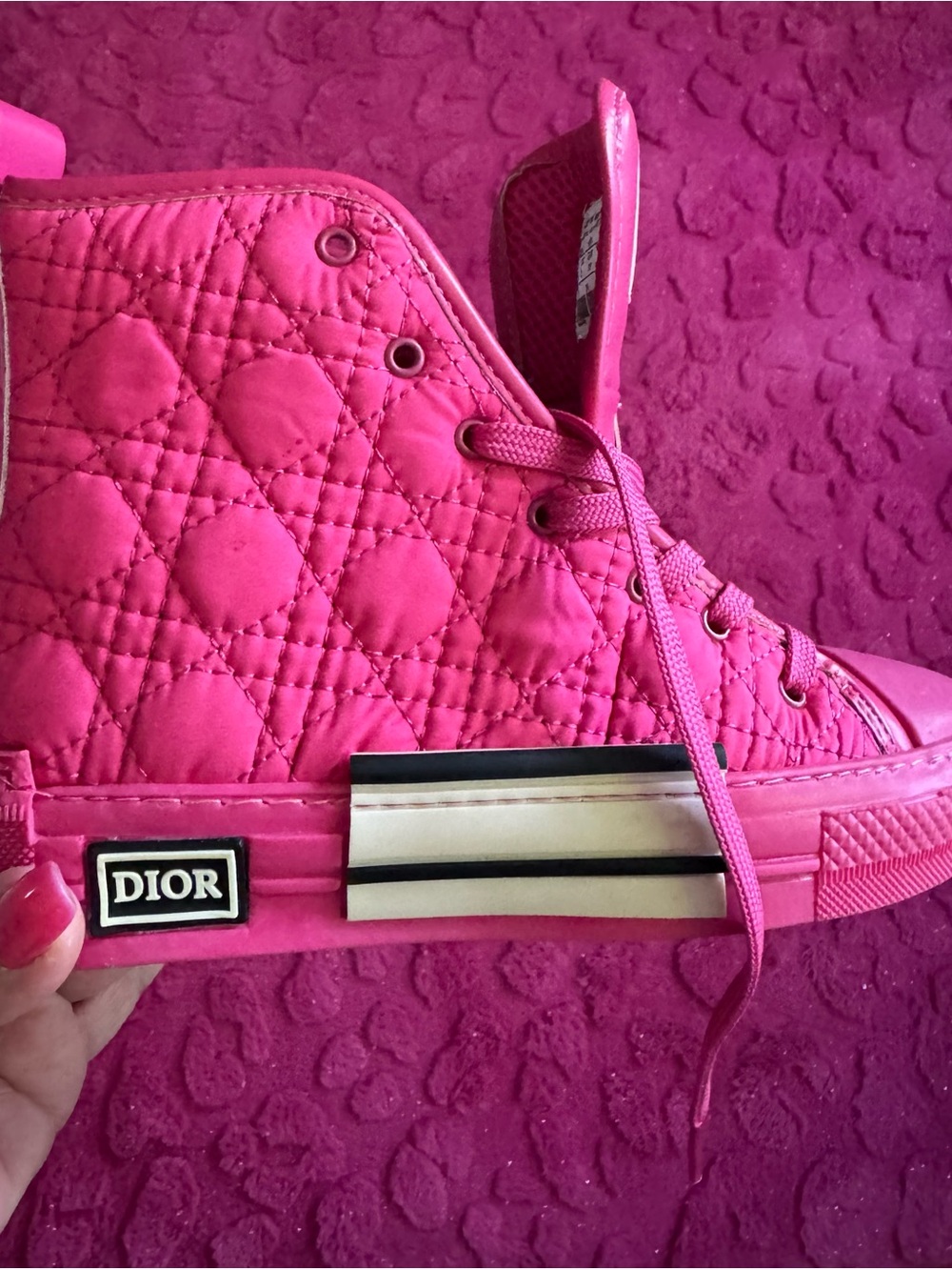 Dior Pink Quilted High-Top Sneaker